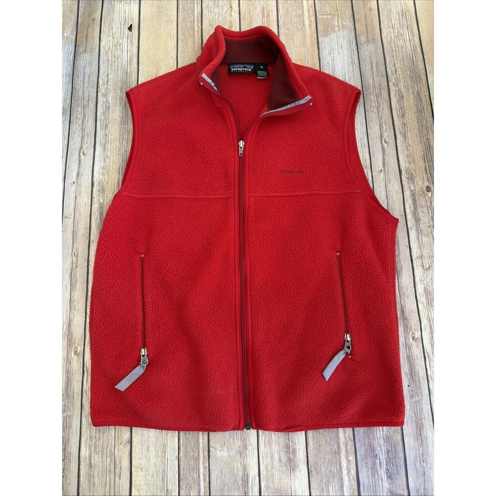 Patagonia Y2k Red Synchilla Fleece Full Zip-Up Vest Men's Size Medium